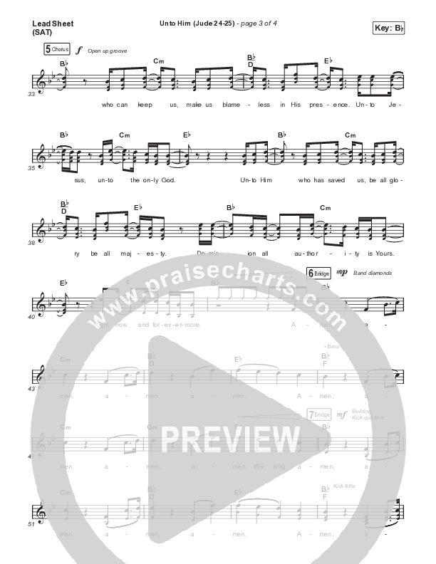 Unto Him (Jude 24-25) Lead Sheet (SAT) (Kingdom Kids / Shane & Shane)