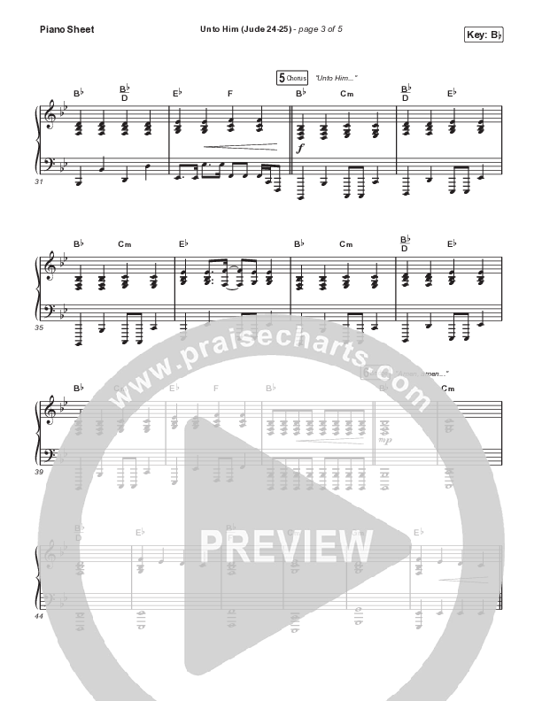 Unto Him (Jude 24-25) Piano Sheet (Kingdom Kids / Shane & Shane)
