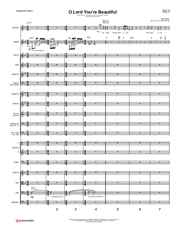 O Lord You're Beautiful (Choral Anthem SATB) Conductor's Score (Chris Tomlin / Steffany Gretzinger / Arr. Mason Brown)