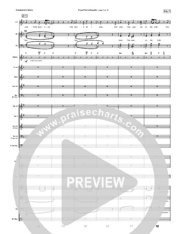 O Lord You're Beautiful (Choral Anthem SATB) Conductor's Score (Chris Tomlin / Steffany Gretzinger / Arr. Mason Brown)