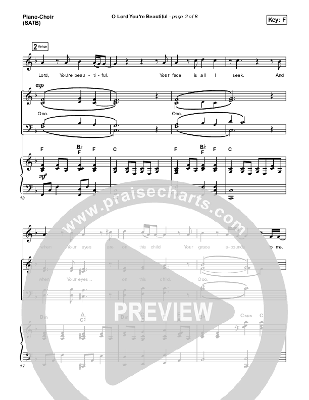 O Lord You're Beautiful (Choral Anthem SATB) Piano/Vocal (SATB) (Chris Tomlin / Steffany Gretzinger / Arr. Mason Brown)