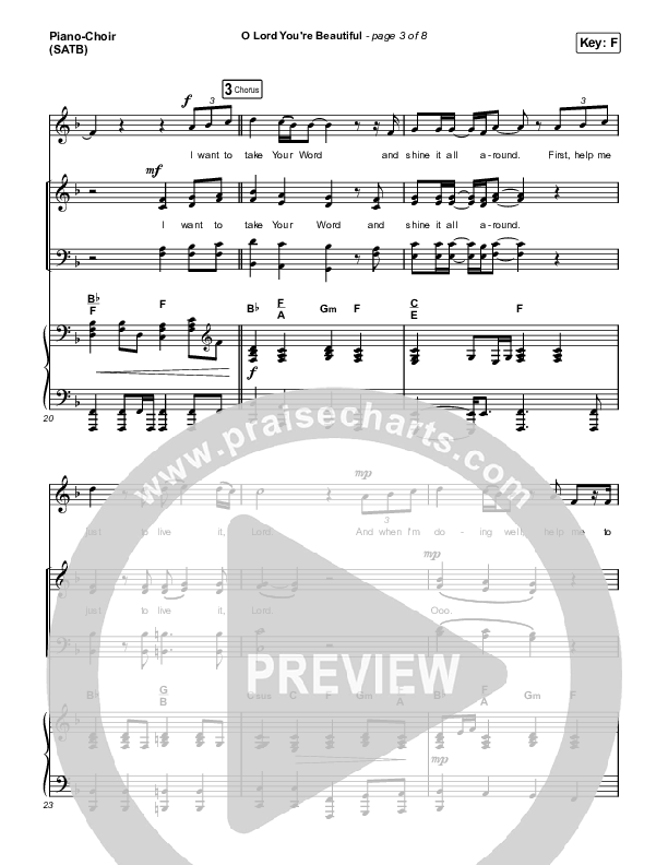 O Lord You're Beautiful (Choral Anthem SATB) Anthem (SATB + Piano) (Chris Tomlin / Steffany Gretzinger / Arr. Mason Brown)