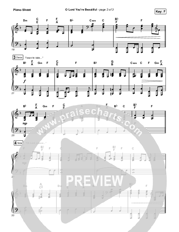 O Lord You're Beautiful (Choral Anthem SATB) Piano Sheet (Chris Tomlin / Steffany Gretzinger / Arr. Mason Brown)