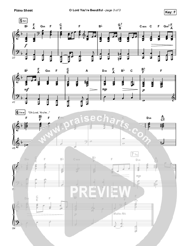 O Lord You're Beautiful (Choral Anthem SATB) Piano Sheet (Chris Tomlin / Steffany Gretzinger / Arr. Mason Brown)