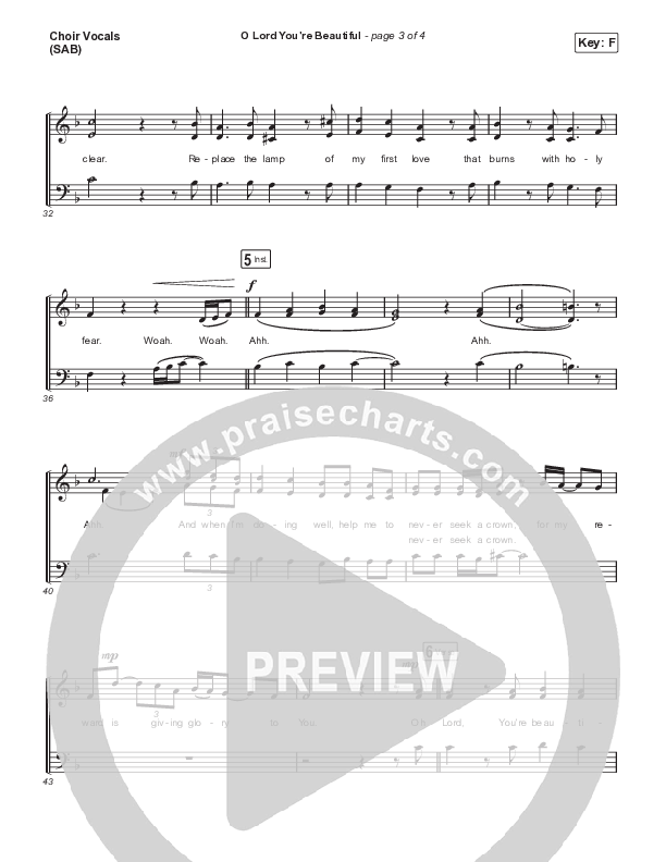 O Lord You're Beautiful (Worship Choir SAB) Choir Sheet (SAB) (Chris Tomlin / Steffany Gretzinger / Arr. Mason Brown)