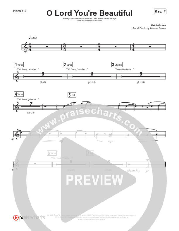 O Lord You're Beautiful (Worship Choir SAB) Brass Pack (Chris Tomlin / Steffany Gretzinger / Arr. Mason Brown)