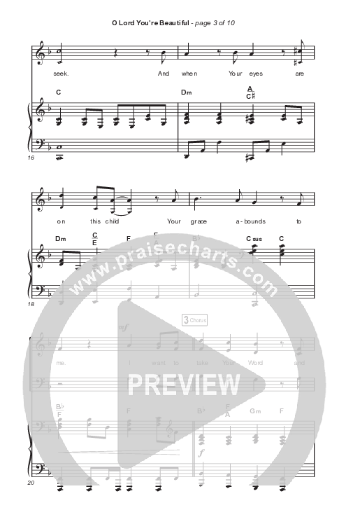 O Lord You're Beautiful (Worship Choir SAB) Octavo (SAB & Pno) (Chris Tomlin / Steffany Gretzinger / Arr. Mason Brown)