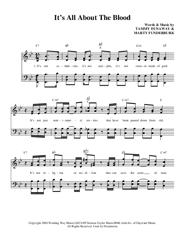 It's All About The Blood Lead Sheet (Brian Free & Assurance)