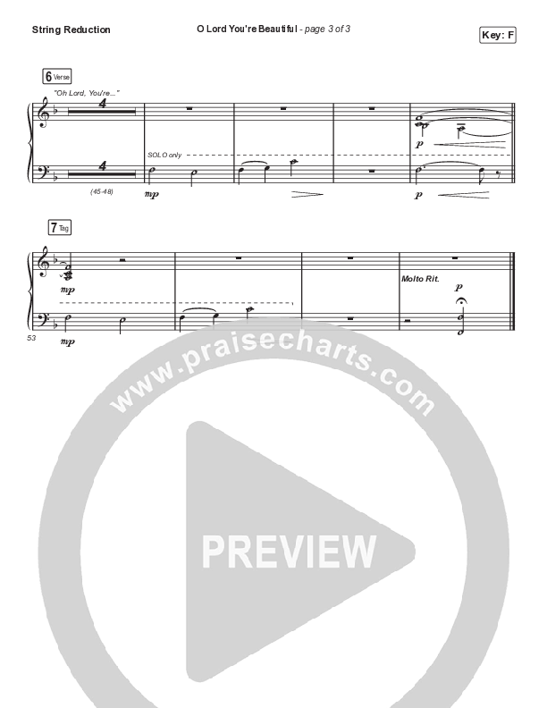 O Lord You're Beautiful (Sing It Now SATB) String Reduction (Chris Tomlin / Steffany Gretzinger / Arr. Mason Brown)
