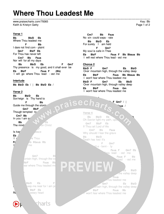 Where Thou Leadest Me Chords & Lyrics (Keith & Kristyn Getty)