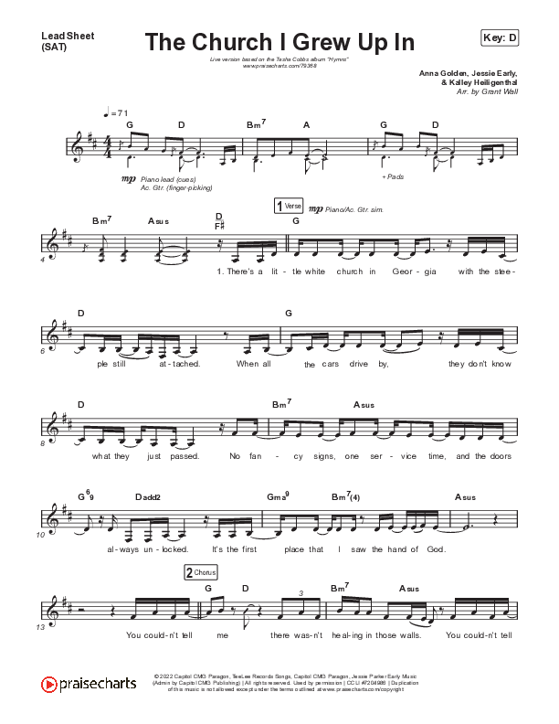 The Church I Grew Up In (Live) Lead Sheet (SAT) (Tasha Cobbs Leonard)