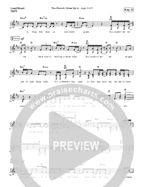 The Church I Grew Up In (Live) Lead Sheet (SAT) (Tasha Cobbs Leonard)