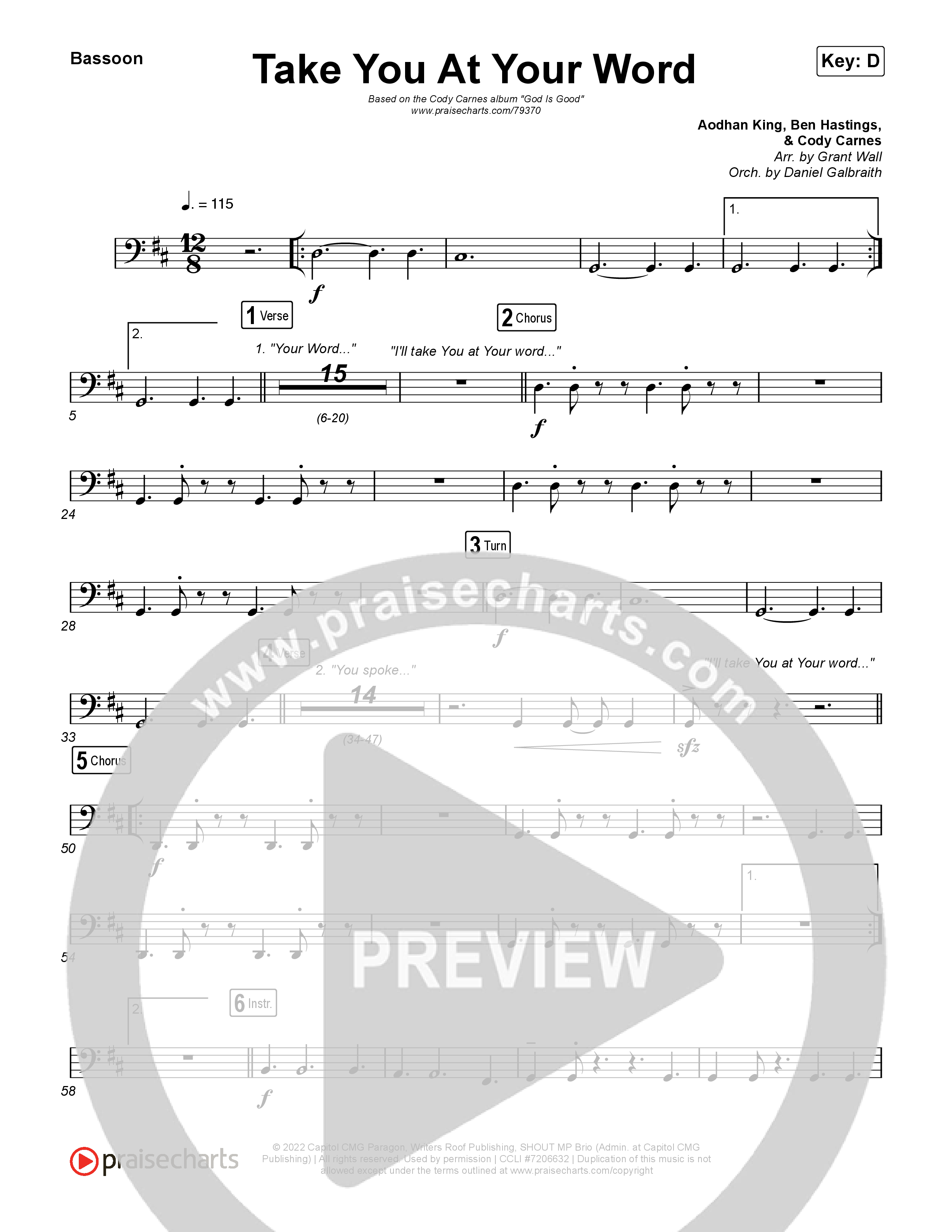 Take You At Your Word (Live) Bassoon (Cody Carnes / Benjamin William Hastings)