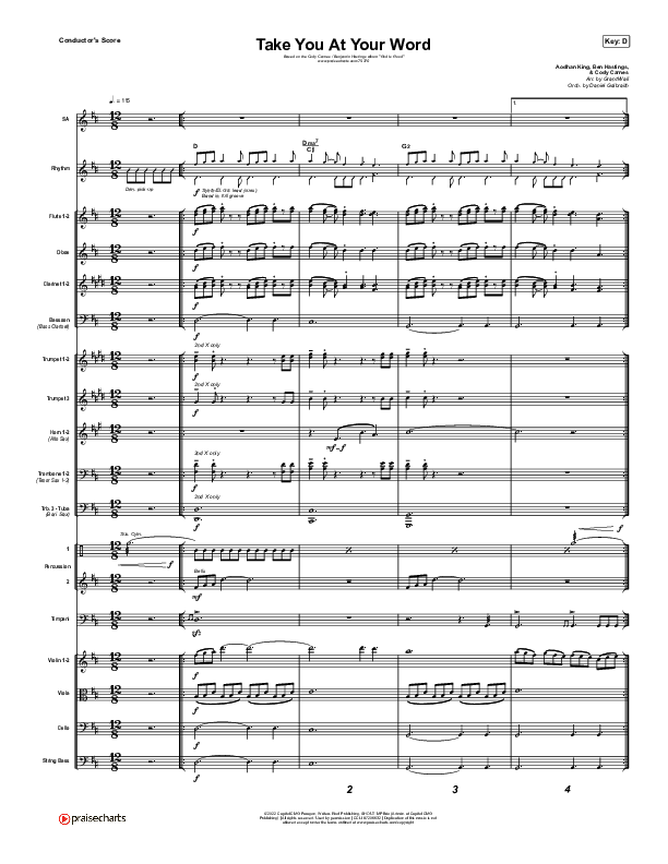 Take You At Your Word (Live) Conductor's Score (Cody Carnes / Benjamin William Hastings)