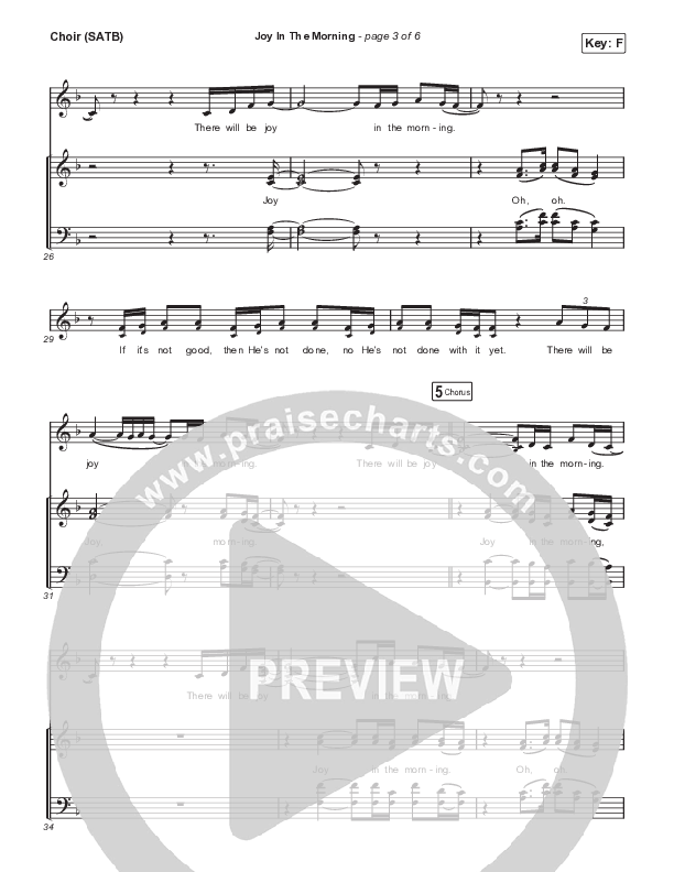 Joy In The Morning Choir Sheet (SATB) (Tauren Wells)
