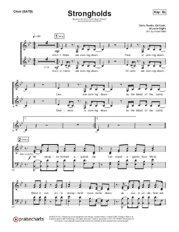 Strongholds Choir Sheet (SATB) (Chris Tomlin)