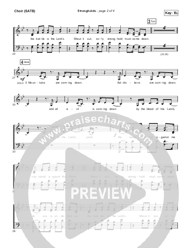 Strongholds Choir Sheet (SATB) (Chris Tomlin)