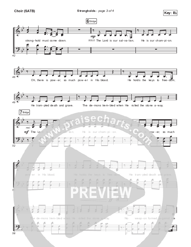 Strongholds Choir Sheet (SATB) (Chris Tomlin)
