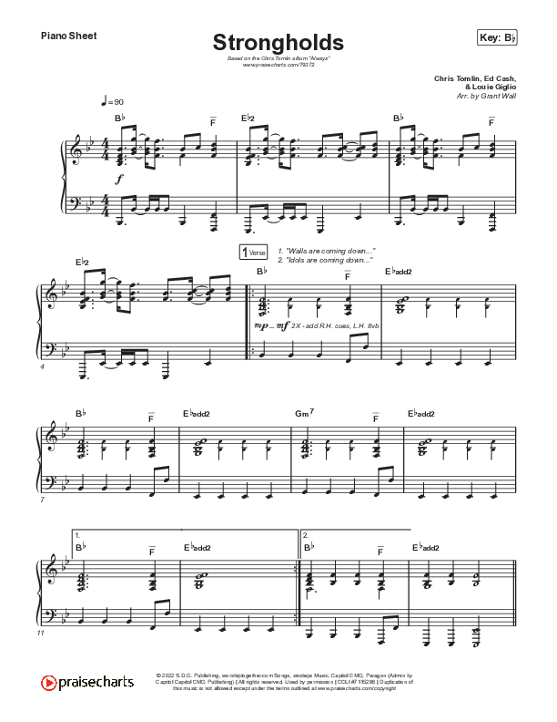 Strongholds Piano Sheet (Chris Tomlin)