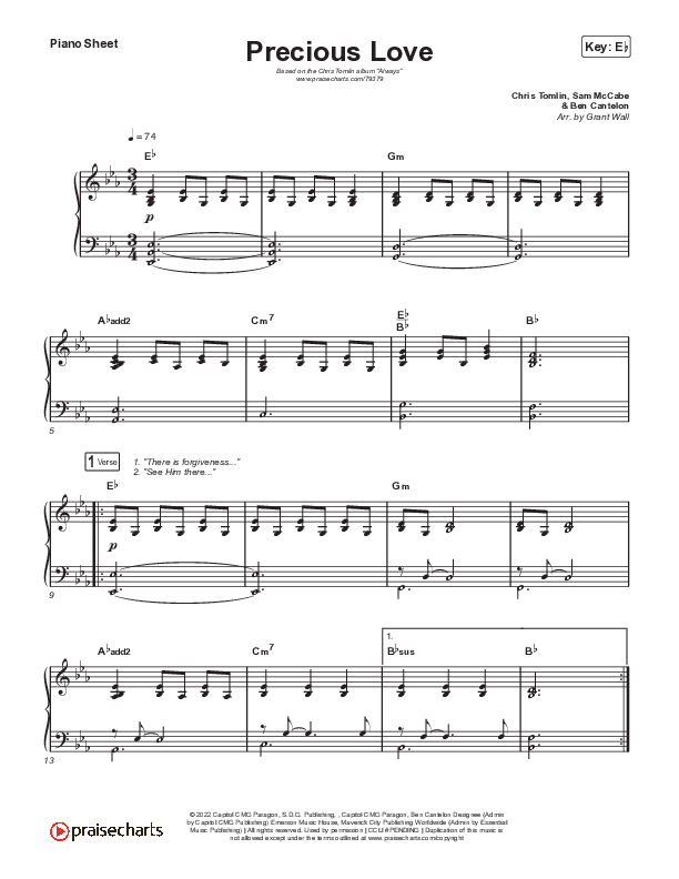 Precious Love Piano Sheet (Chris Tomlin)