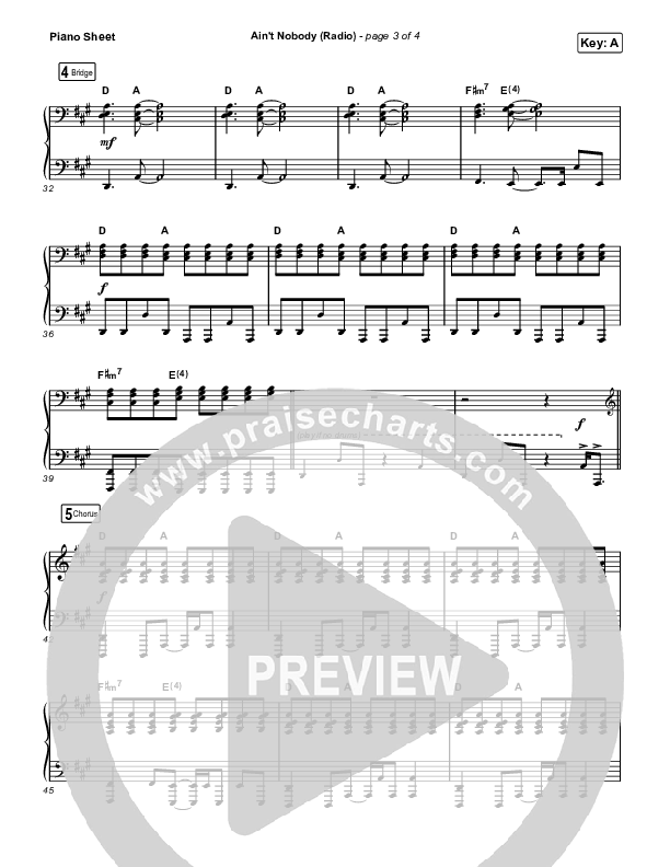 Ain't Nobody (Radio) Piano Sheet (Cody Carnes)