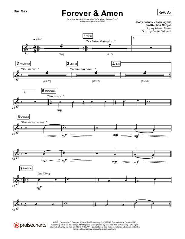 Forever & Amen (Live) Bari Sax (Cody Carnes / Kari Jobe)