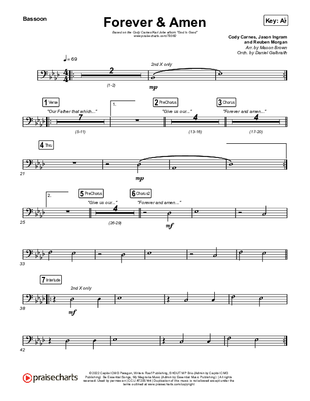 Forever & Amen (Live) Bassoon (Cody Carnes / Kari Jobe)
