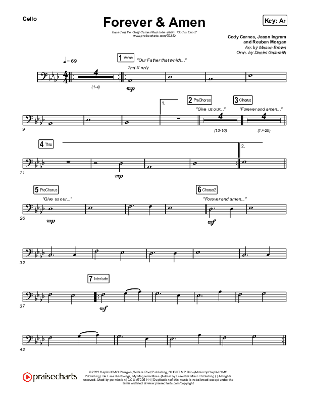 Forever & Amen (Live) Cello (Cody Carnes / Kari Jobe)