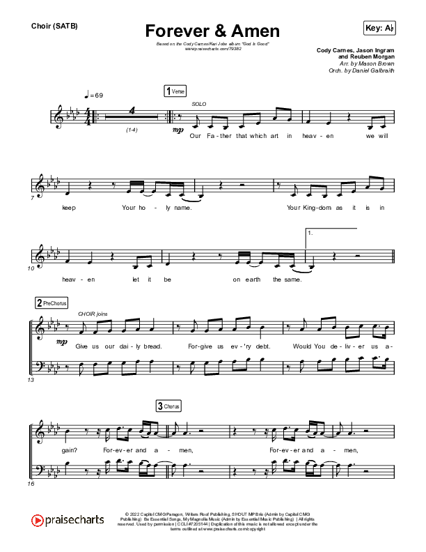 Forever & Amen (Live) Choir Sheet (SATB) (Cody Carnes / Kari Jobe)