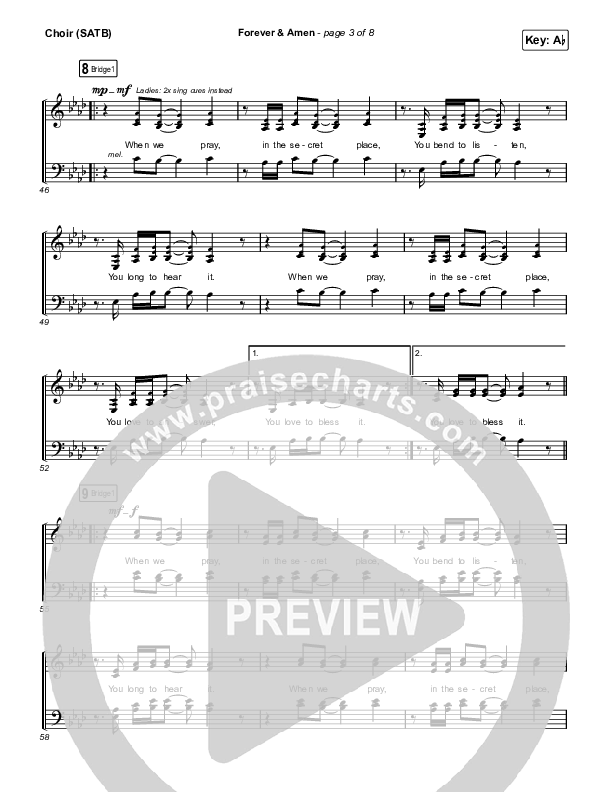 Forever & Amen (Live) Choir Sheet (SATB) (Cody Carnes / Kari Jobe)