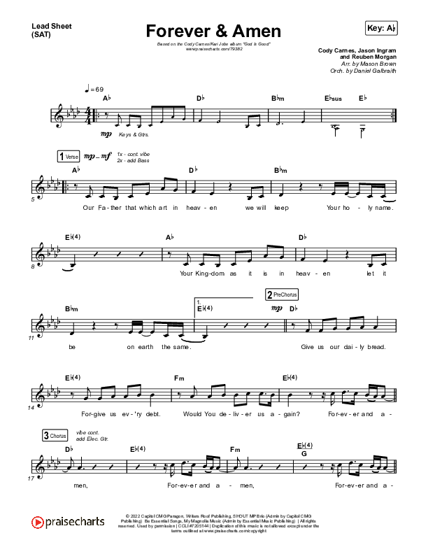 Forever & Amen (Live) Lead Sheet (SAT) (Cody Carnes / Kari Jobe)