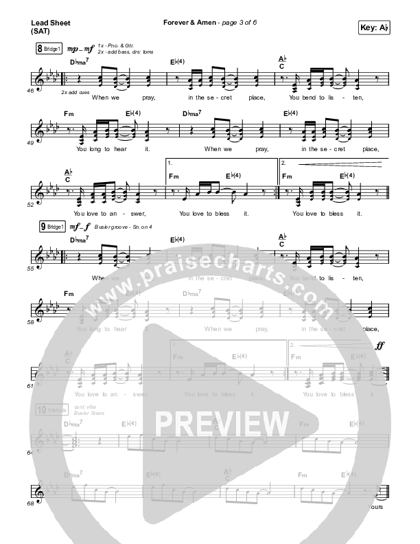 Forever & Amen (Live) Lead Sheet (SAT) (Cody Carnes / Kari Jobe)