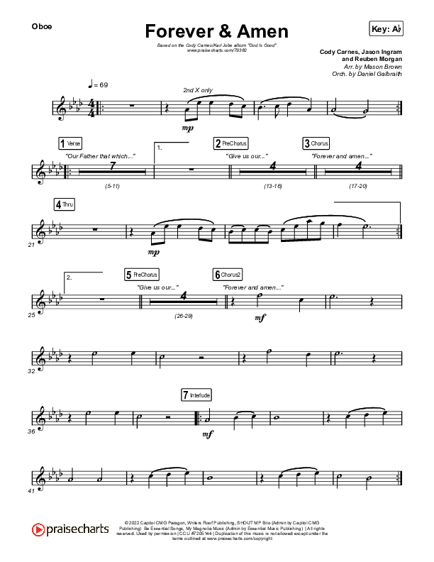 Forever & Amen (Live) Oboe (Cody Carnes / Kari Jobe)