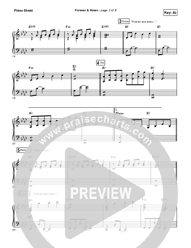 Forever & Amen (Live) Piano Sheet (Cody Carnes / Kari Jobe)