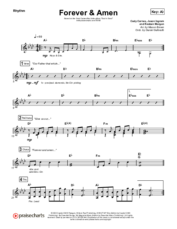 Forever & Amen (Live) Rhythm Chart (Cody Carnes / Kari Jobe)