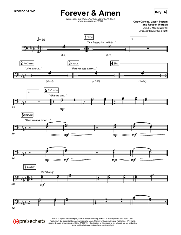 Forever & Amen (Live) Trombone 1/2 (Cody Carnes / Kari Jobe)