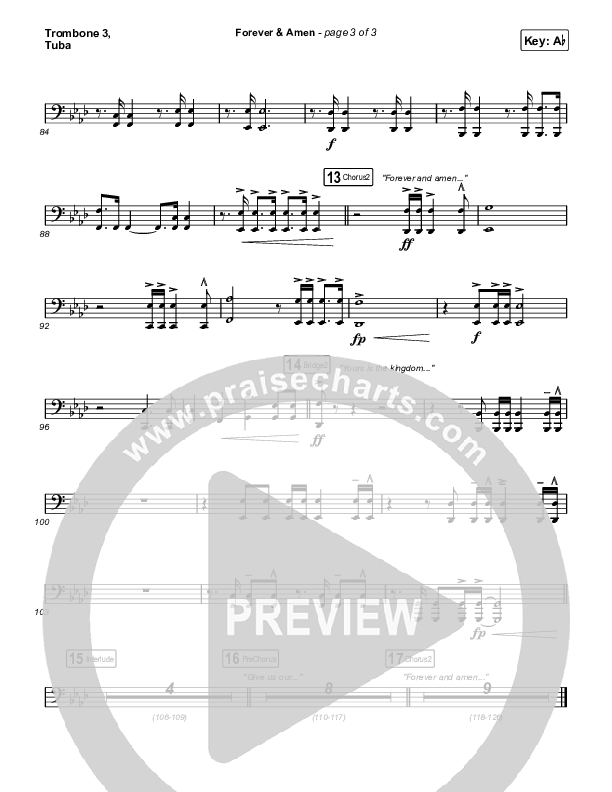 Forever & Amen (Live) Trombone 3/Tuba (Cody Carnes / Kari Jobe)
