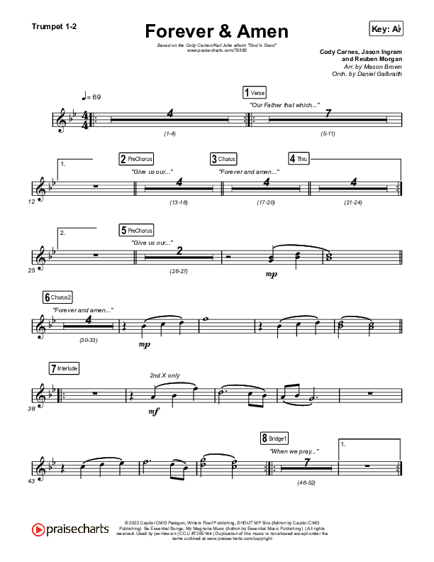 Forever & Amen (Live) Trumpet 1,2 (Cody Carnes / Kari Jobe)