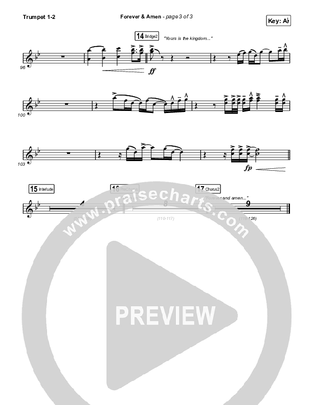 Forever & Amen (Live) Trumpet 1,2 (Cody Carnes / Kari Jobe)