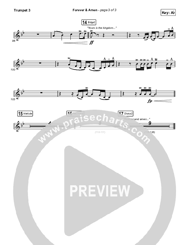 Forever & Amen (Live) Trumpet 3 (Cody Carnes / Kari Jobe)