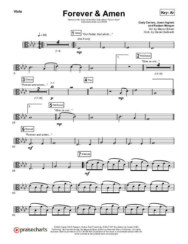 Forever & Amen (Live) Viola (Cody Carnes / Kari Jobe)