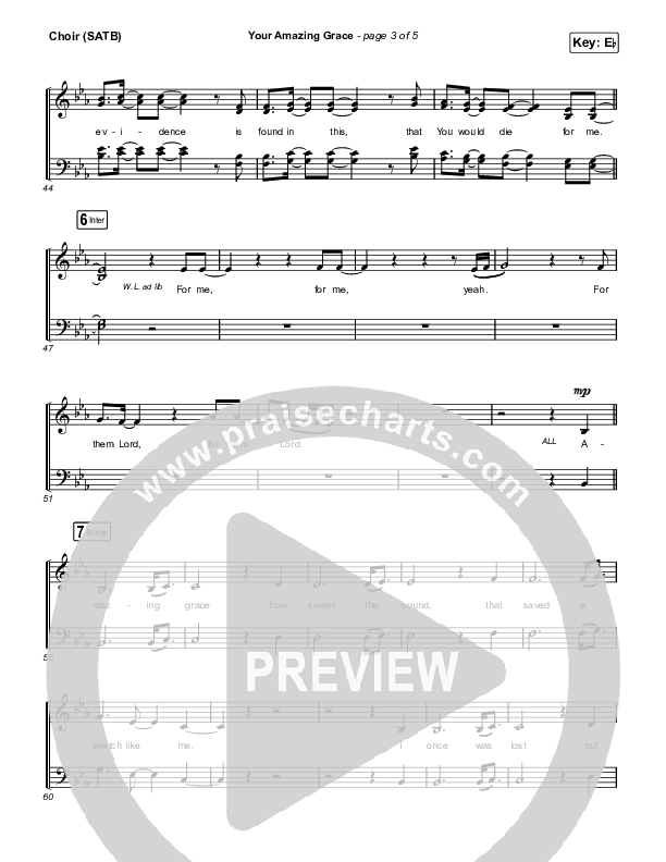 Your Amazing Grace Choir Sheet (SATB) (Kingdom Kids / Shane & Shane)