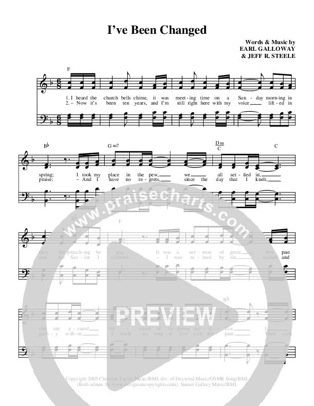 I've Been Changed Lead Sheet (Legacy Five)