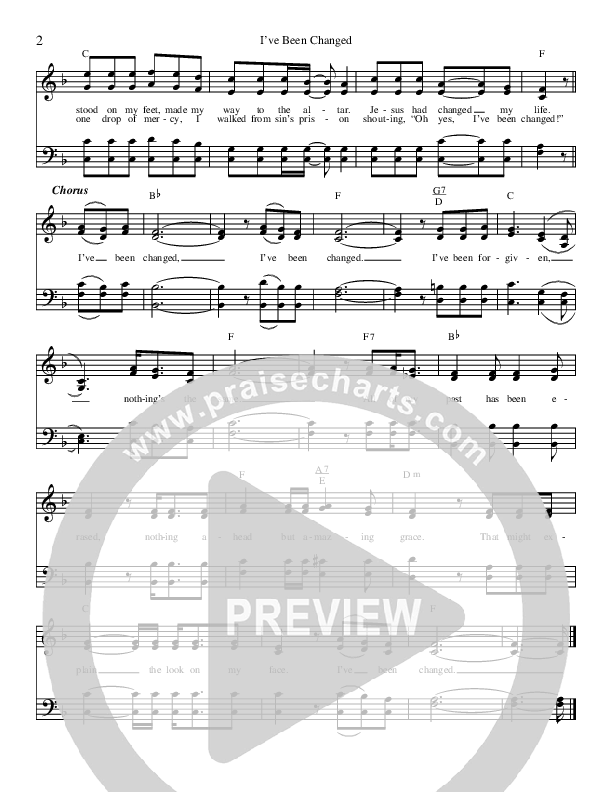 I've Been Changed Lead Sheet (Legacy Five)