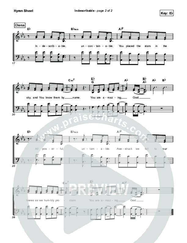 Indescribable Hymn Sheet (Keith & Kristyn Getty / Laura Story)