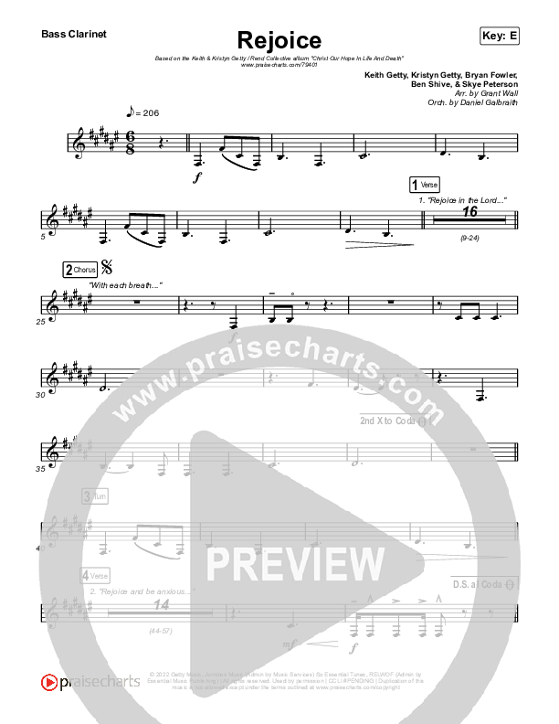 Rejoice Bass Clarinet (Keith & Kristyn Getty / Rend Collective)