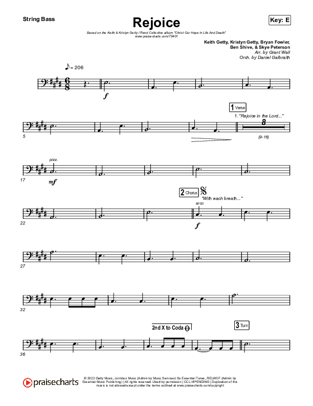 Rejoice Double Bass (Keith & Kristyn Getty / Rend Collective)