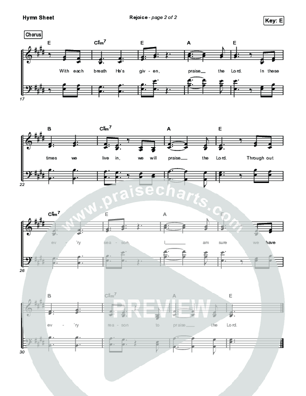 Rejoice Hymn Sheet (Keith & Kristyn Getty / Rend Collective)