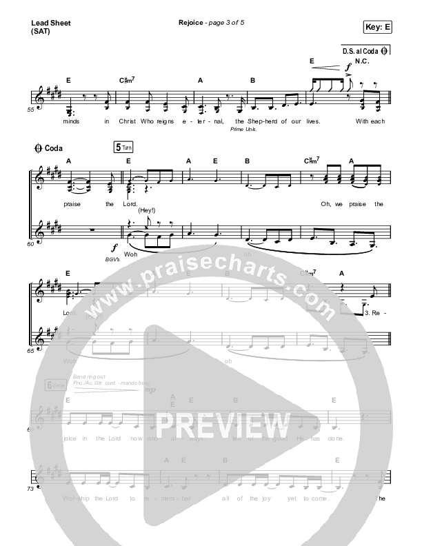 Rejoice Lead Sheet (SAT) (Keith & Kristyn Getty / Rend Collective)