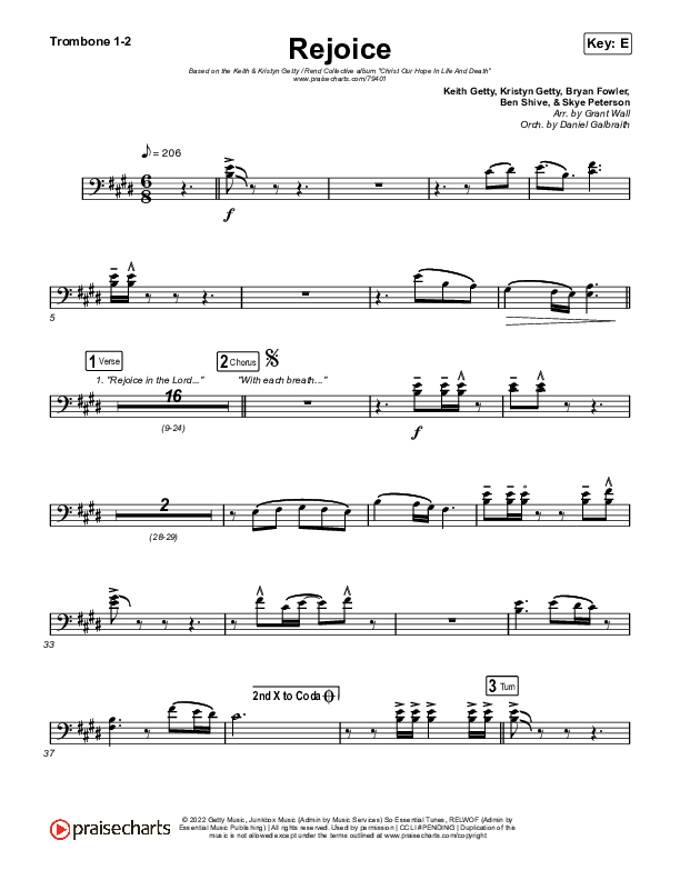 Rejoice Trombone 1/2 (Keith & Kristyn Getty / Rend Collective)